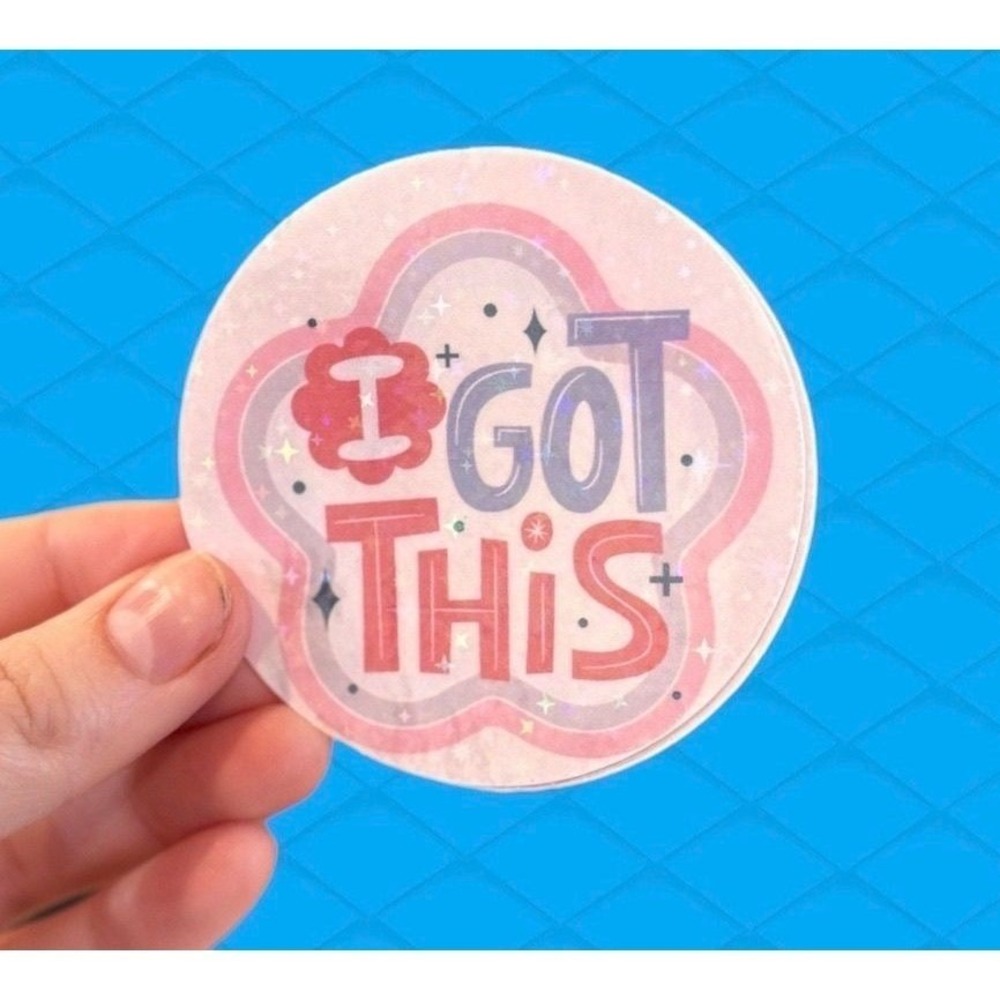 I Got This Holographic Sticker Motivational Retro Sparkle Decal Pink Purple